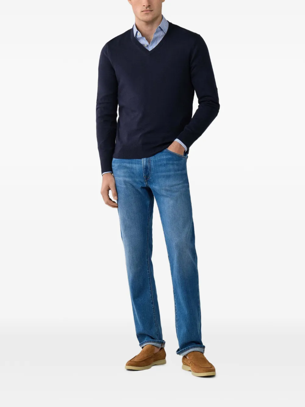 Hackett London Trui met V-hals Blauw