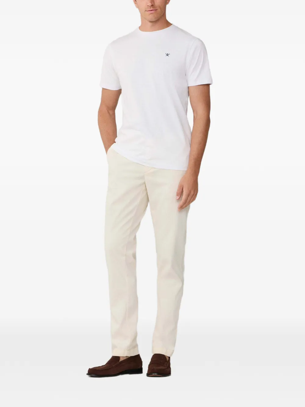 Hackett Logo-embroidered T-shirt In White