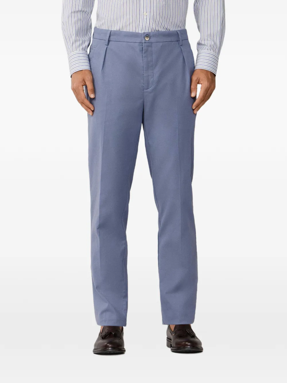 Hackett London Sloane Pleat-detail Trousers In Blue