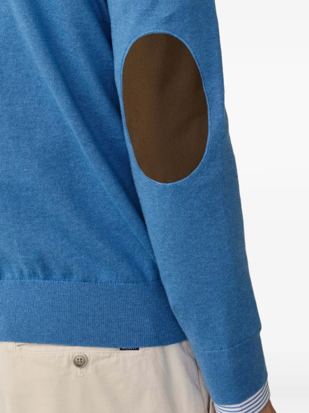 Hackett Elbow-patch V-neck Sweatshirt In Blue