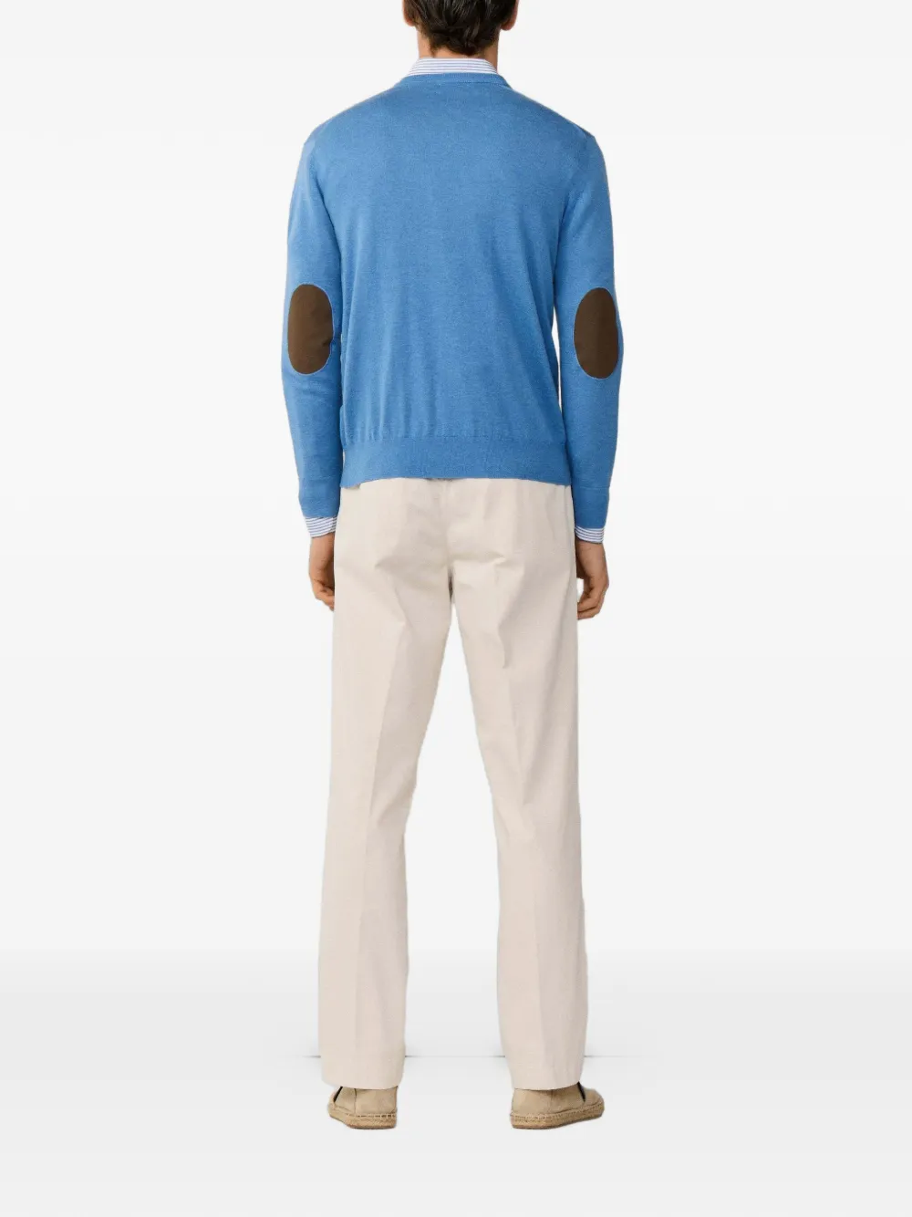 Hackett Elbow-patch V-neck Sweatshirt In Blue