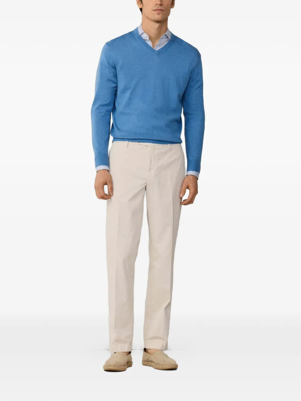 Hackett Elbow-patch V-neck Sweatshirt In Blue