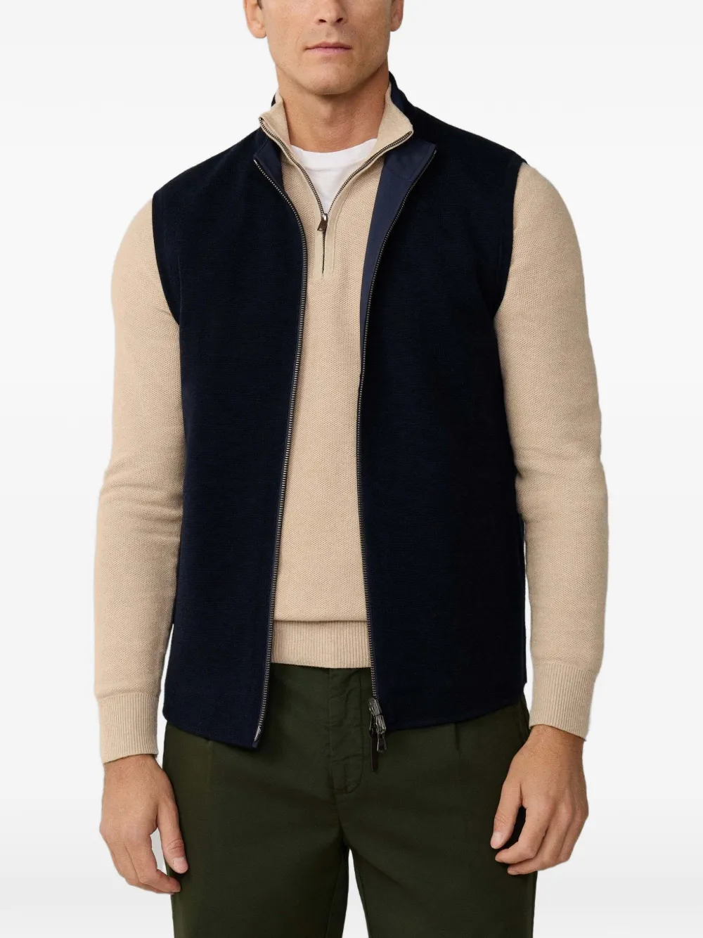 Hackett Reversible Knitted Waistcoat In Blue