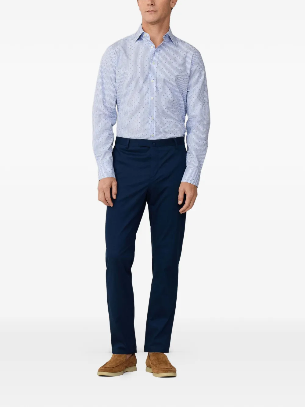 Hackett London Gestreept overhemd met borduurwerk Blauw