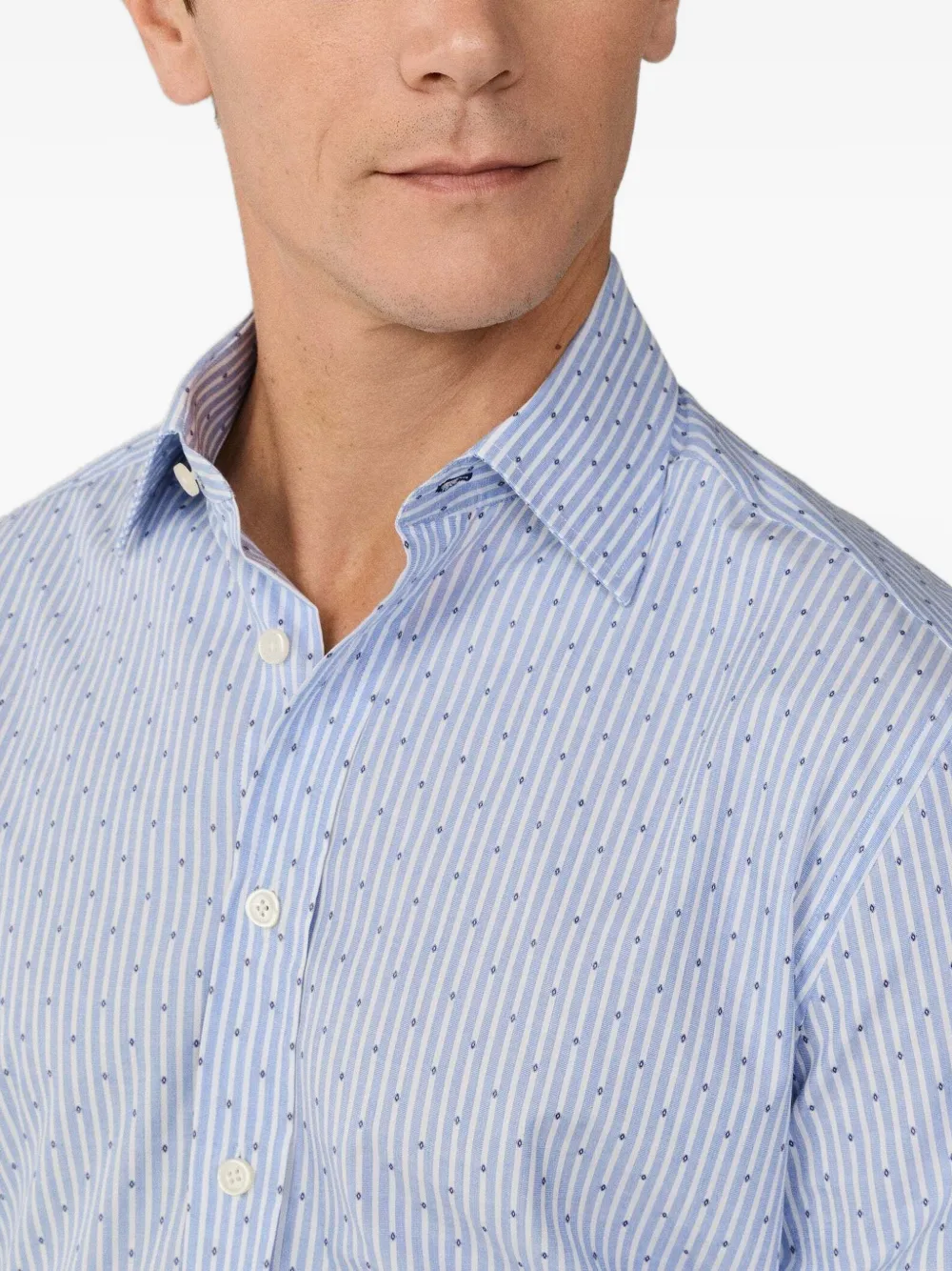 Hackett London Gestreept overhemd met borduurwerk Blauw