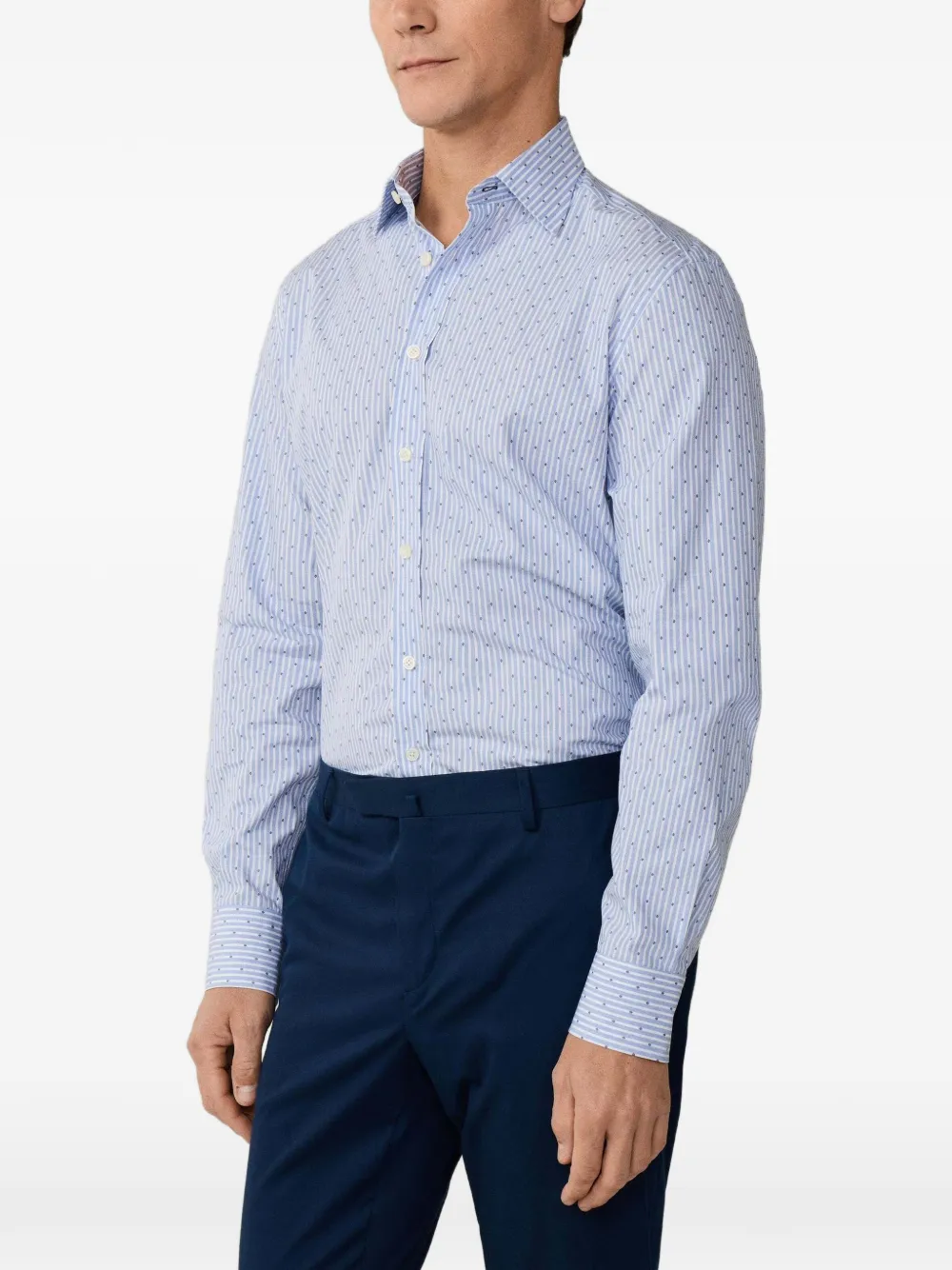 Hackett London Gestreept overhemd met borduurwerk Blauw
