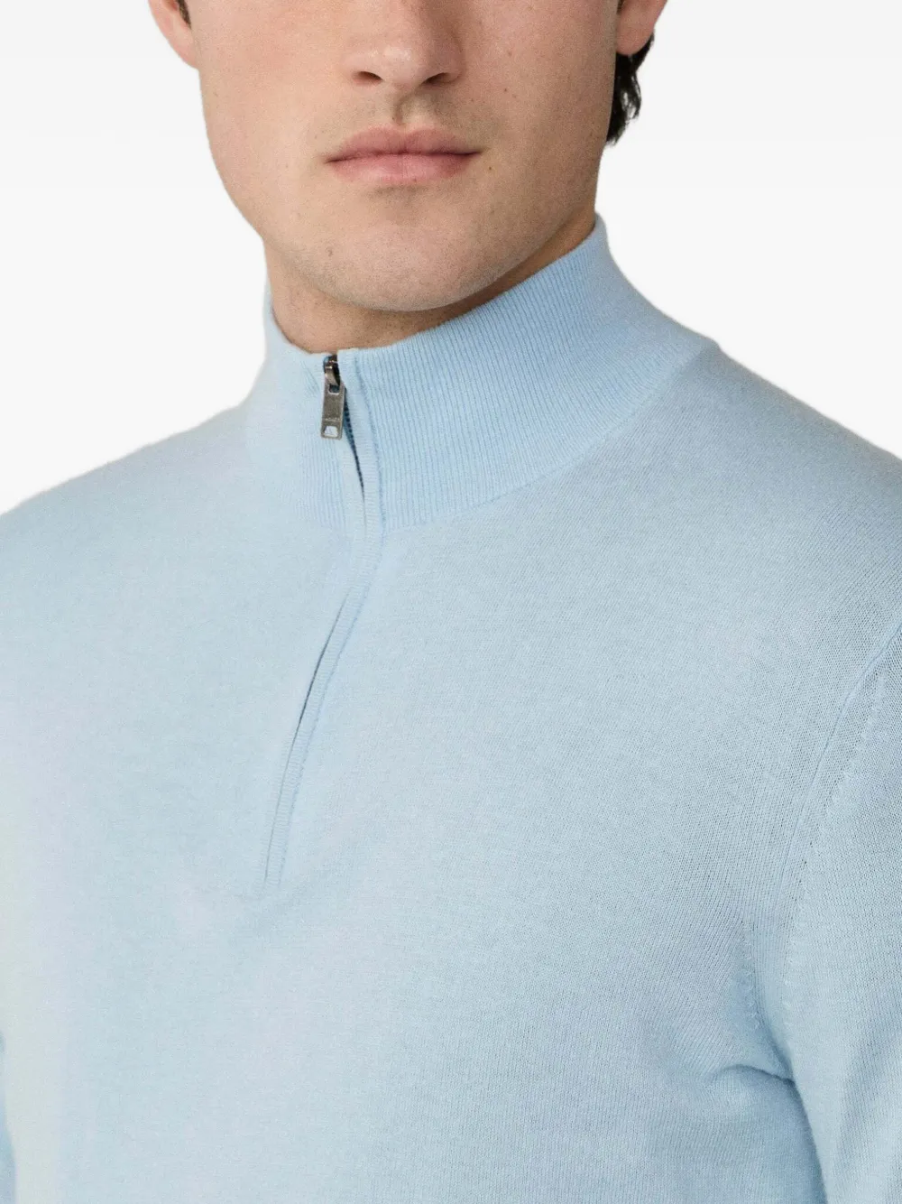 Hackett London Katoenen trui met rits Blauw