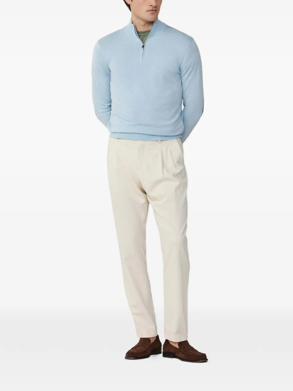 Hackett London Katoenen trui met rits Blauw