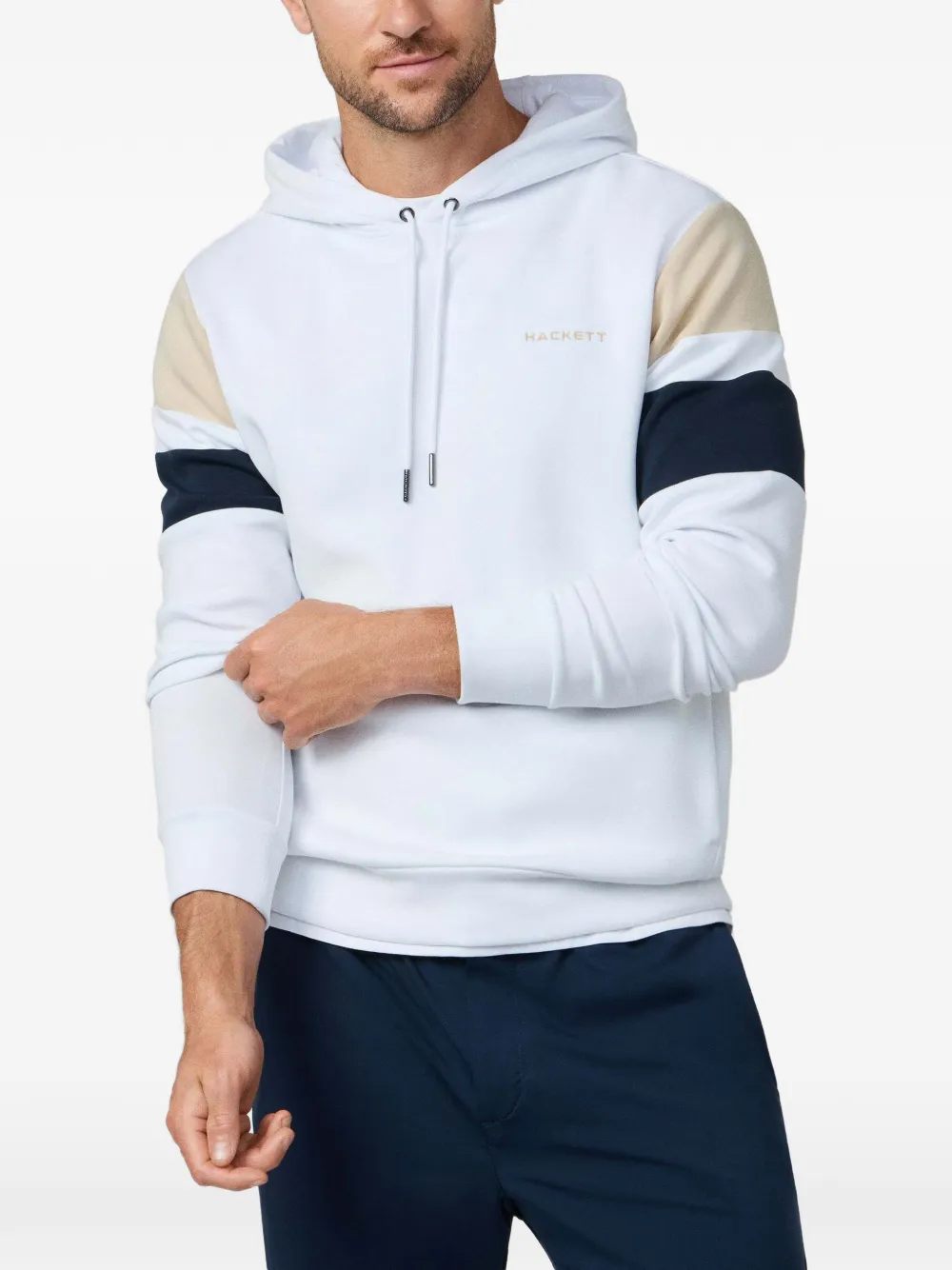 Hackett London Resort hoodie met streepdetail en trekkoord Wit