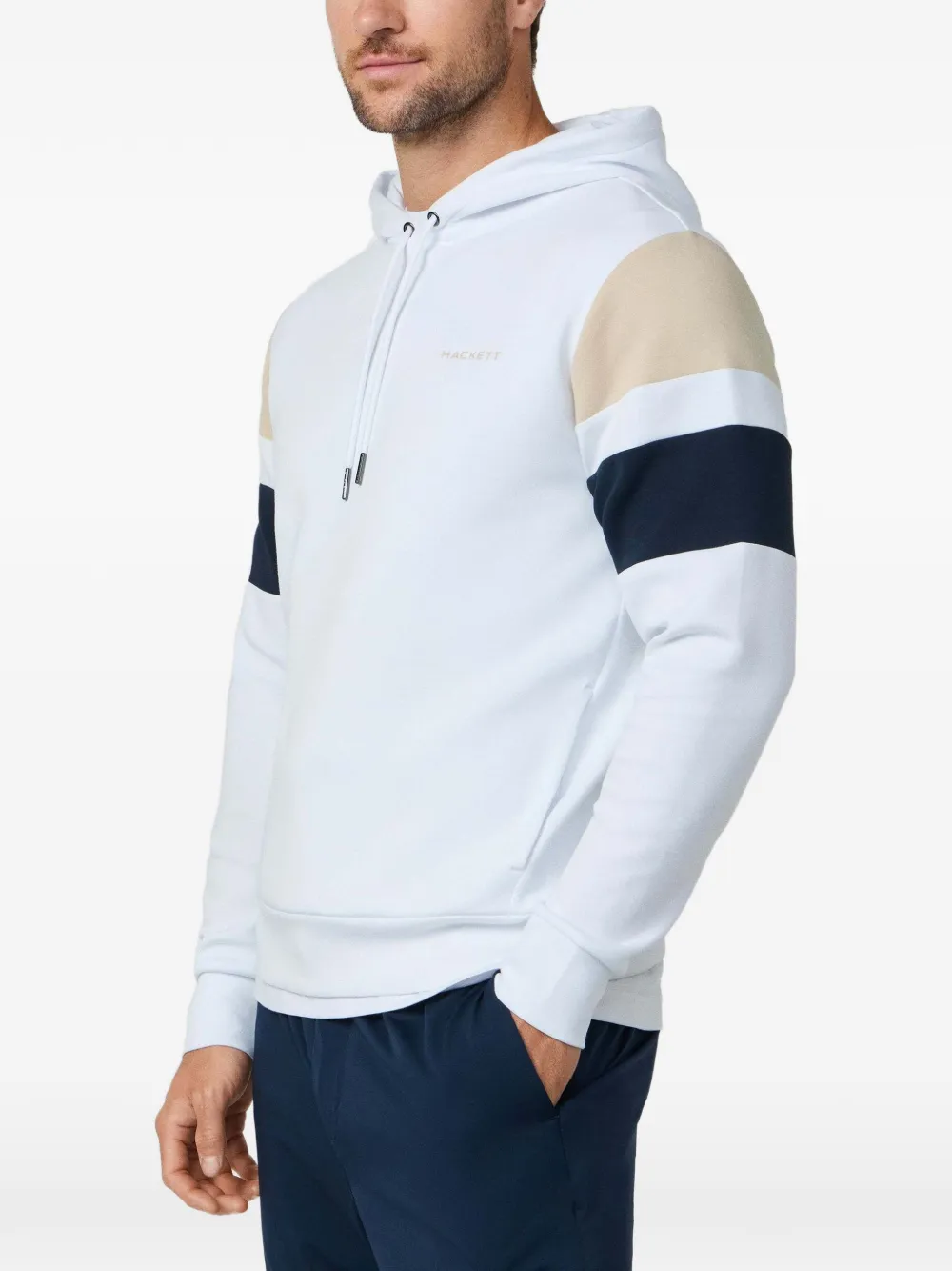 Hackett London Resort hoodie met streepdetail en trekkoord Wit