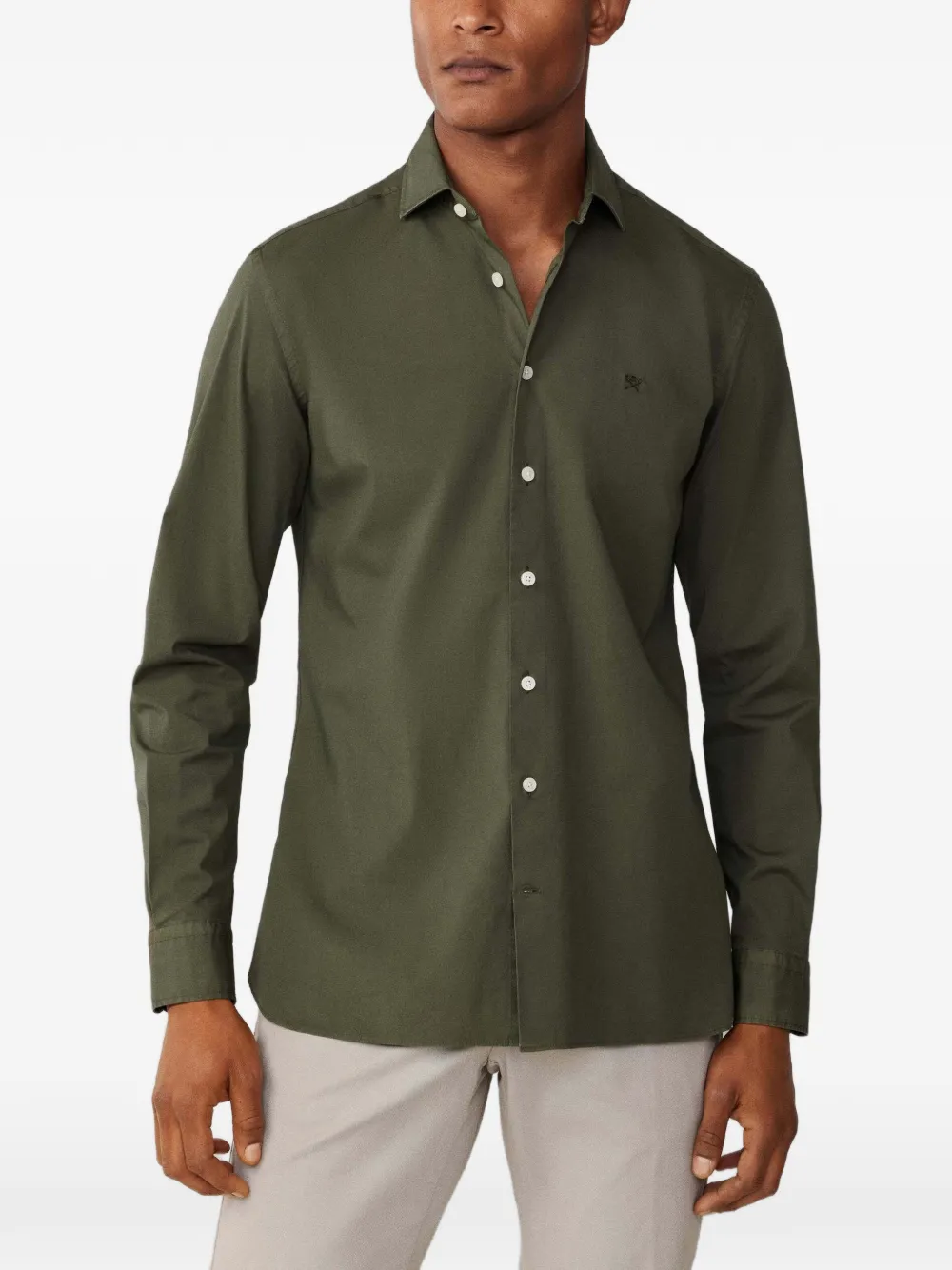 Hackett Kent Cutaway-collar Tailored-fit Shirt In Brown