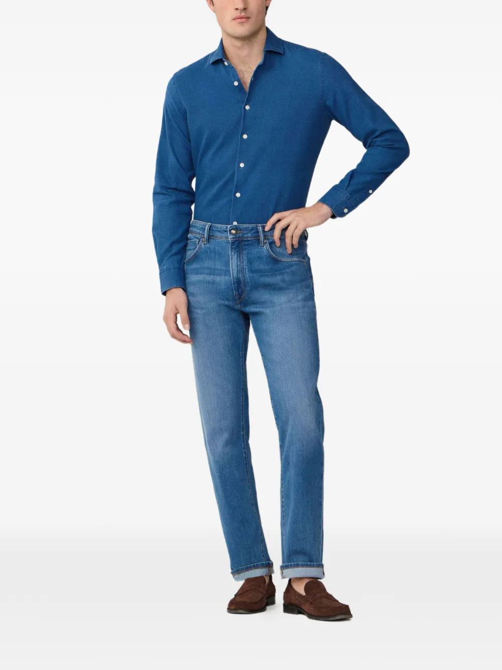 Hackett London Denim overhemd Blauw