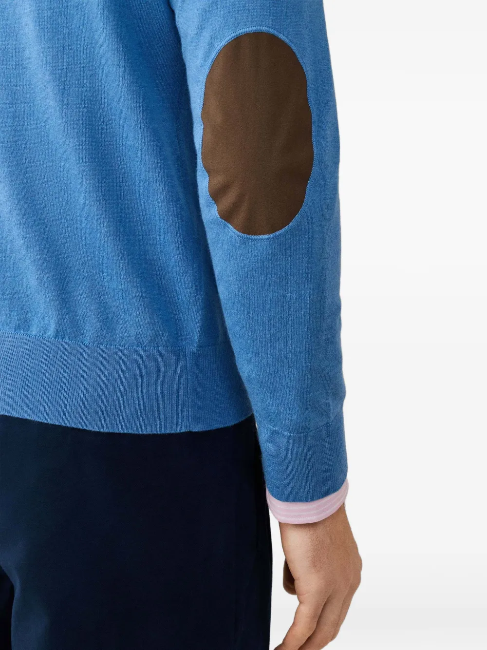 Hackett Half-zip Elbow-patch Sweater In Blue