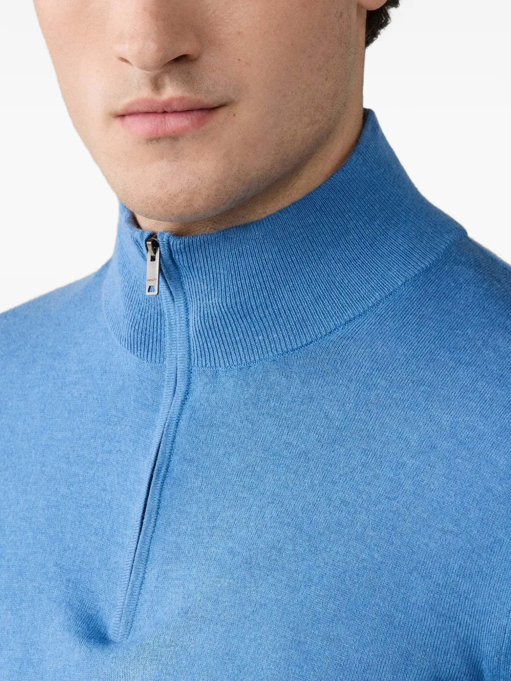 Hackett Half-zip Elbow-patch Sweater In Blue