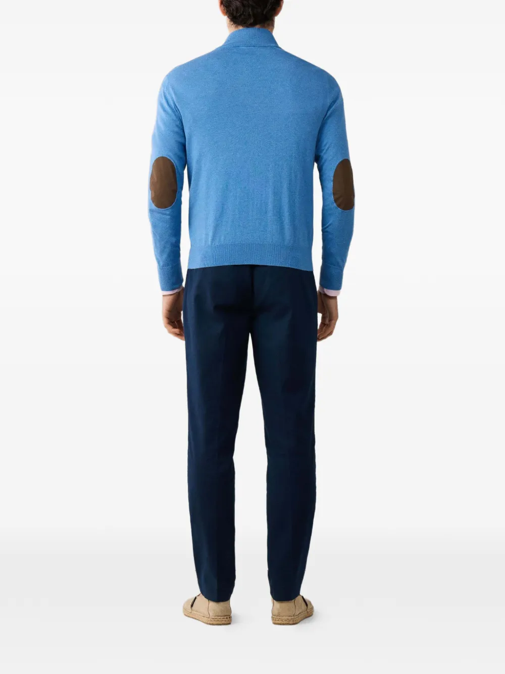 Hackett Half-zip Elbow-patch Sweater In Blue