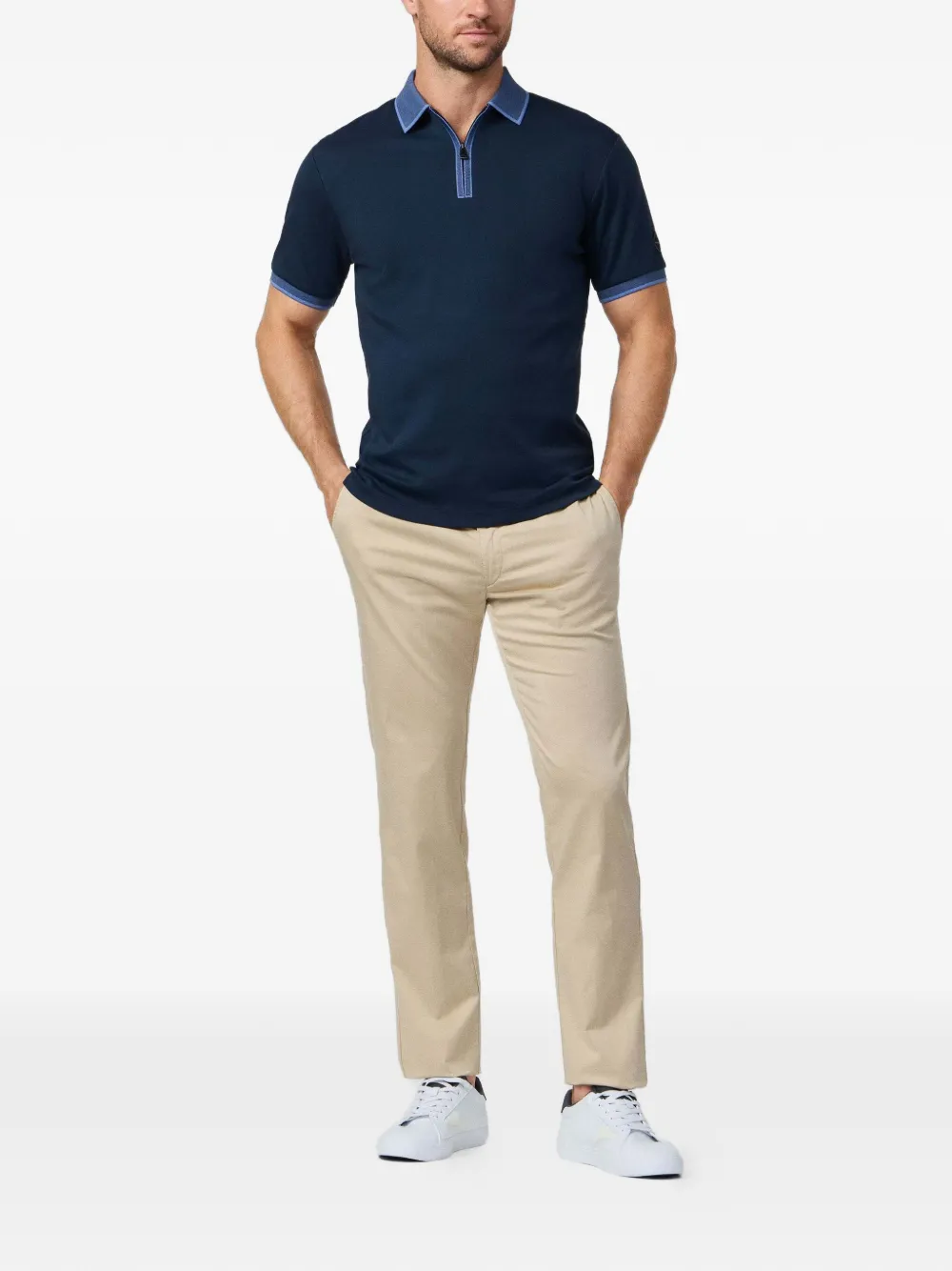 Hackett London Poloshirt met rits Blauw