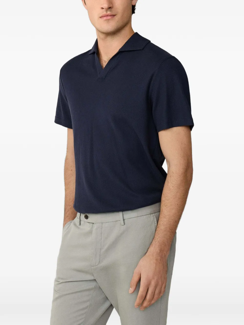 Hackett London Poloshirt met honingraattextuur en Jonny-kraag Blauw