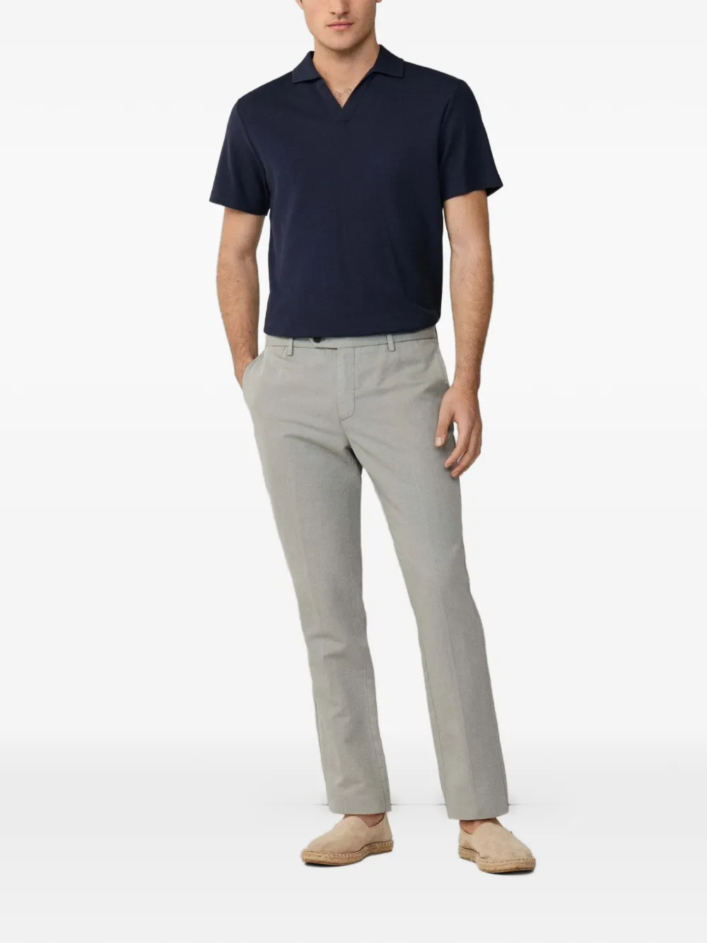 Hackett London Poloshirt met honingraattextuur en Jonny-kraag Blauw