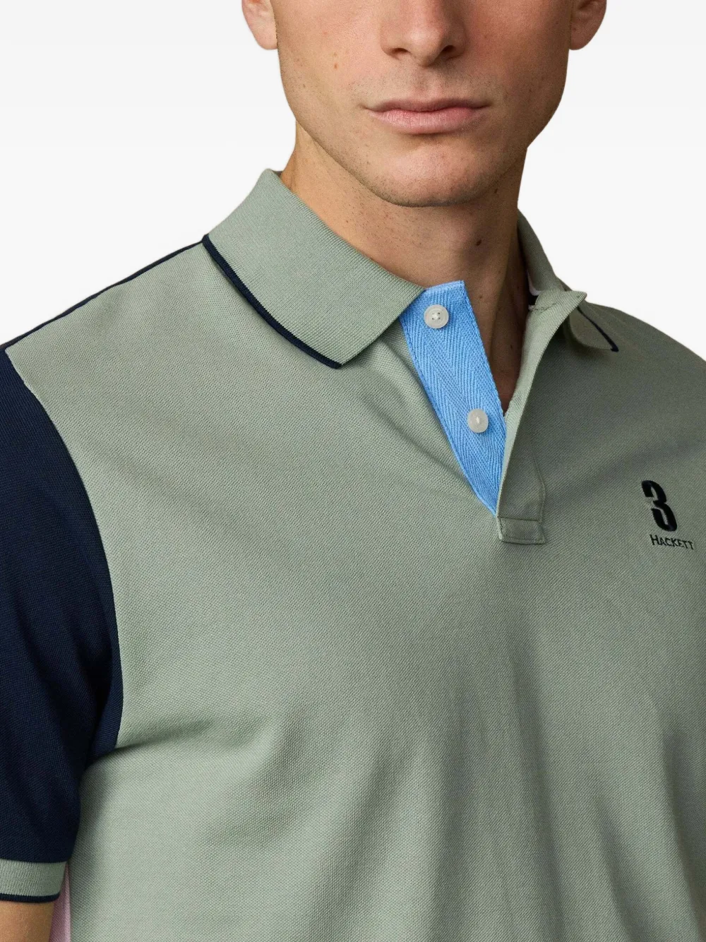 Hackett London Piqué poloshirt met colourblocking Groen