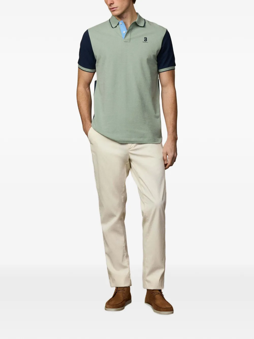 Hackett London Piqué poloshirt met colourblocking Groen