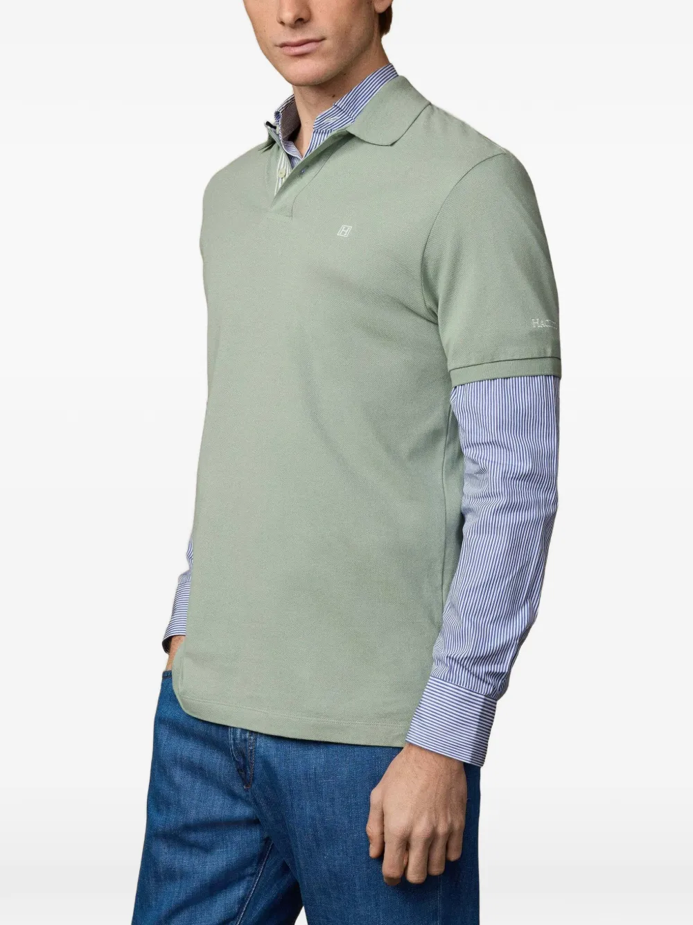 Hackett London Heritage H poloshirt met gestreepte afwerking Groen