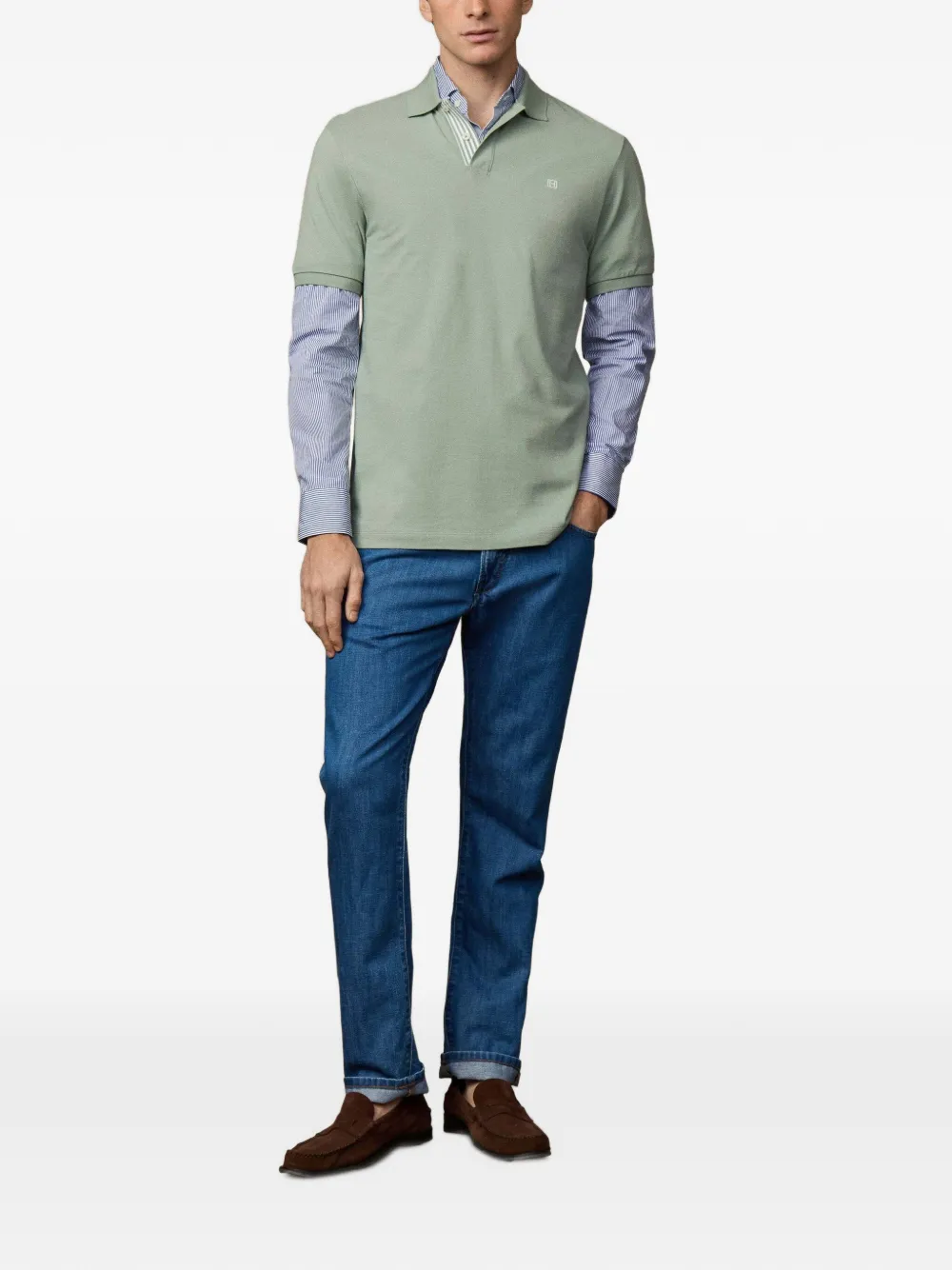 Hackett London Heritage H poloshirt met gestreepte afwerking Groen