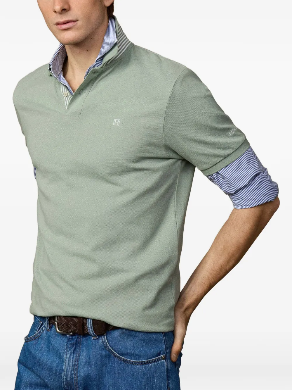 Hackett London Heritage H poloshirt met gestreepte afwerking Groen