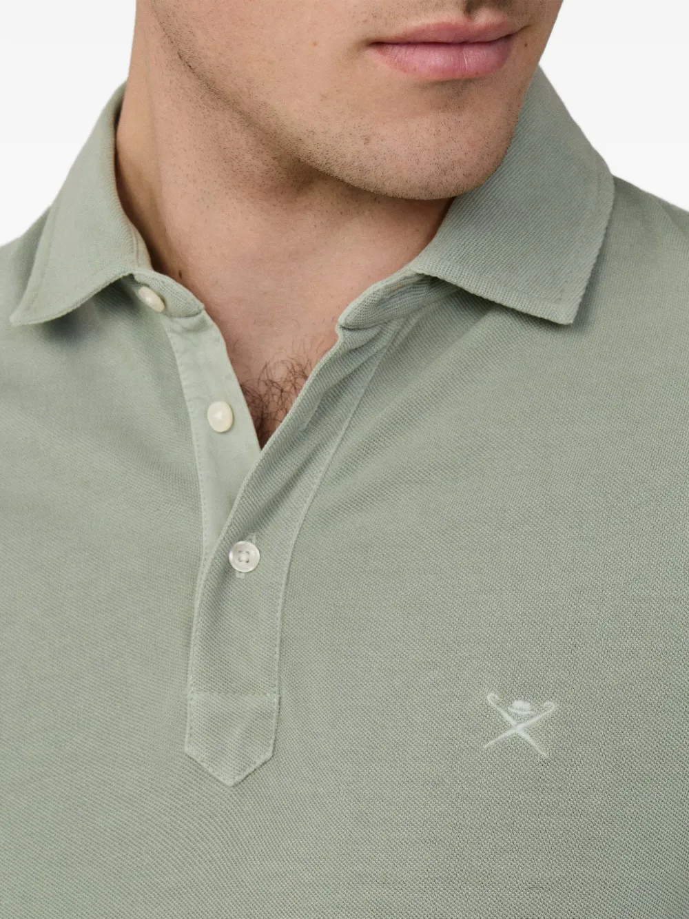 Hackett London Piqué poloshirt met geverfd effect Groen