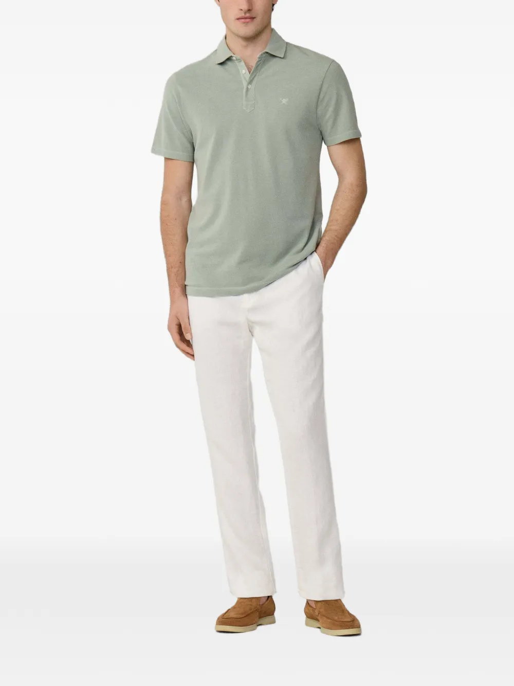 Hackett London Piqué poloshirt met geverfd effect Groen