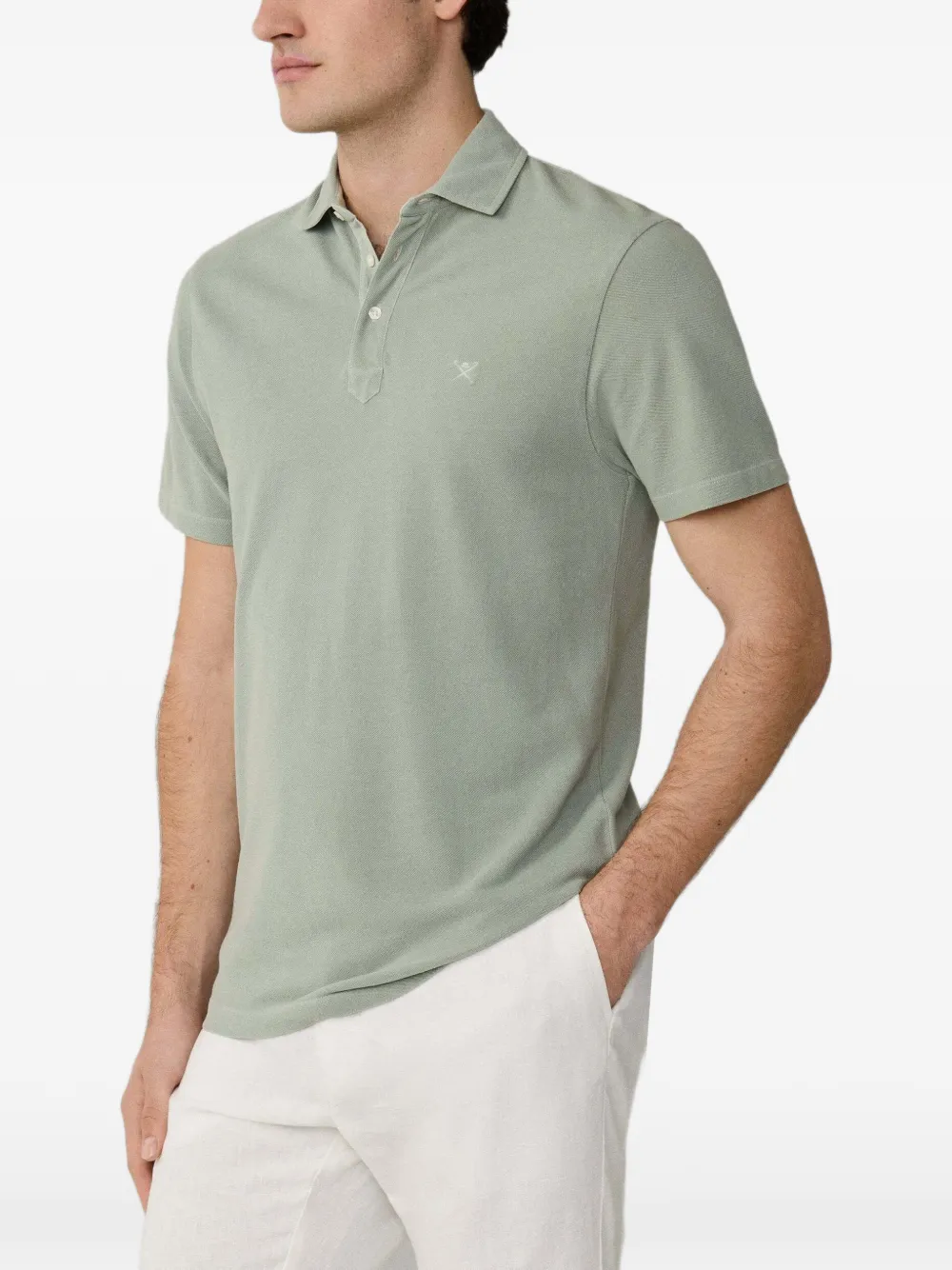 Hackett London Piqué poloshirt met geverfd effect Groen