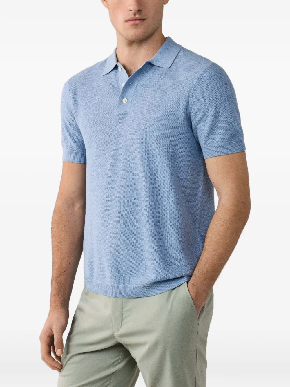 Hackett London Gebreid poloshirt Blauw
