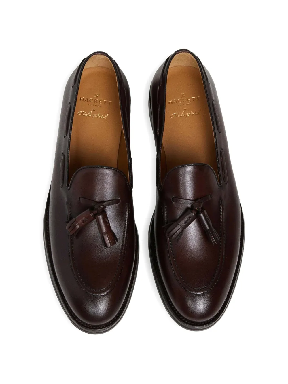 Hackett London Mayfair Crust leren loafers met kwastje Bruin
