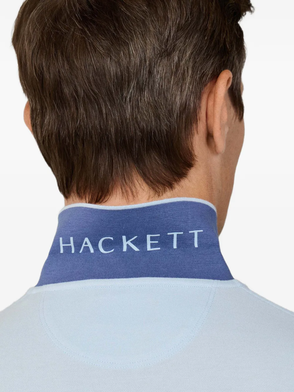 Hackett 로고 자수 코튼 피케 폴로 셔츠 In Blue