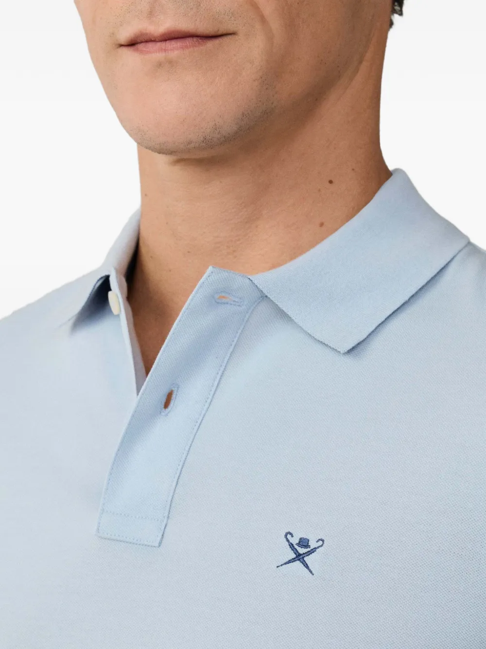 Hackett London Katoenen piqué poloshirt met geborduurd logo Blauw