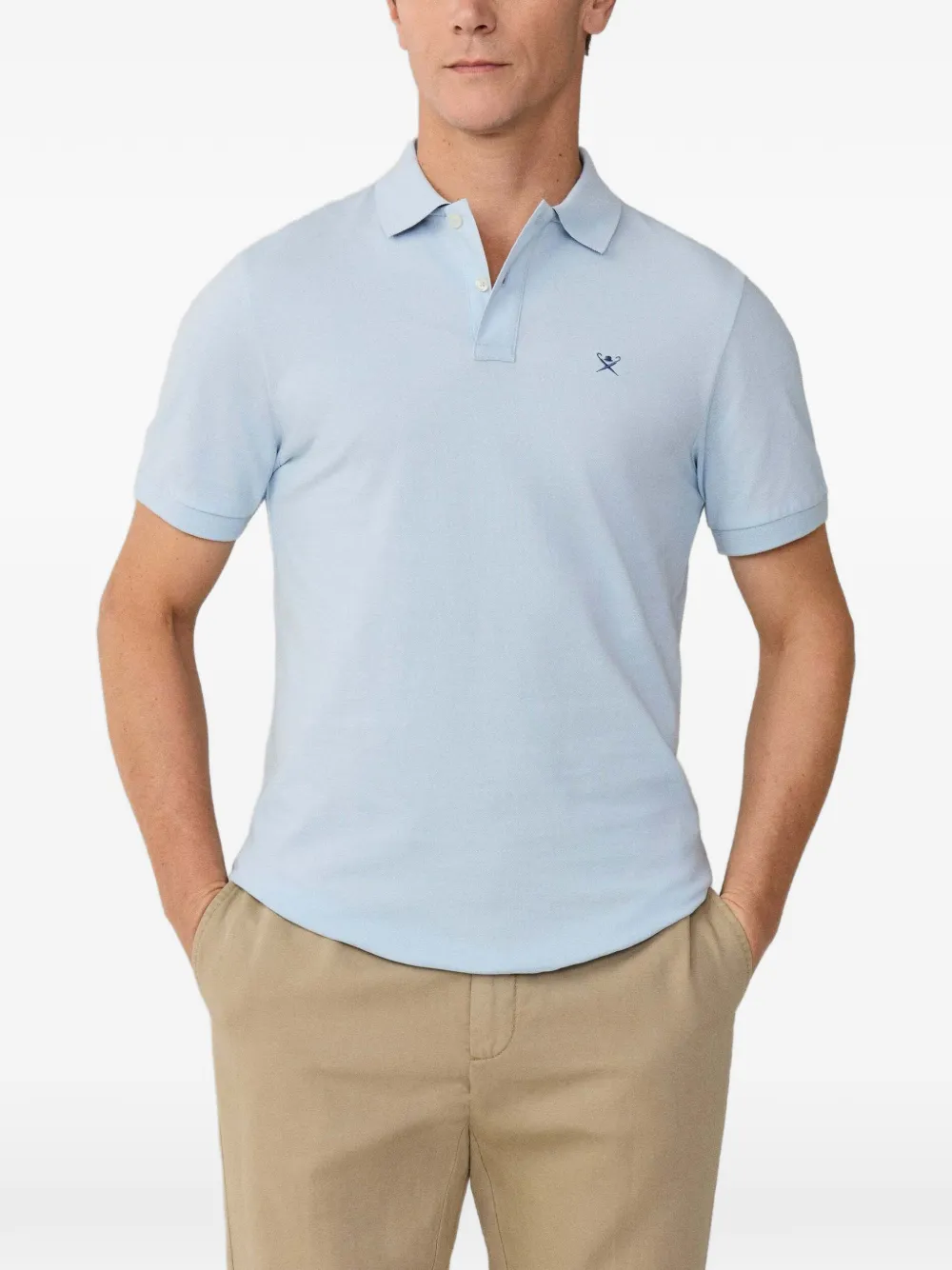 Hackett logo-embroidered cotton-pique polo shirt - Blu