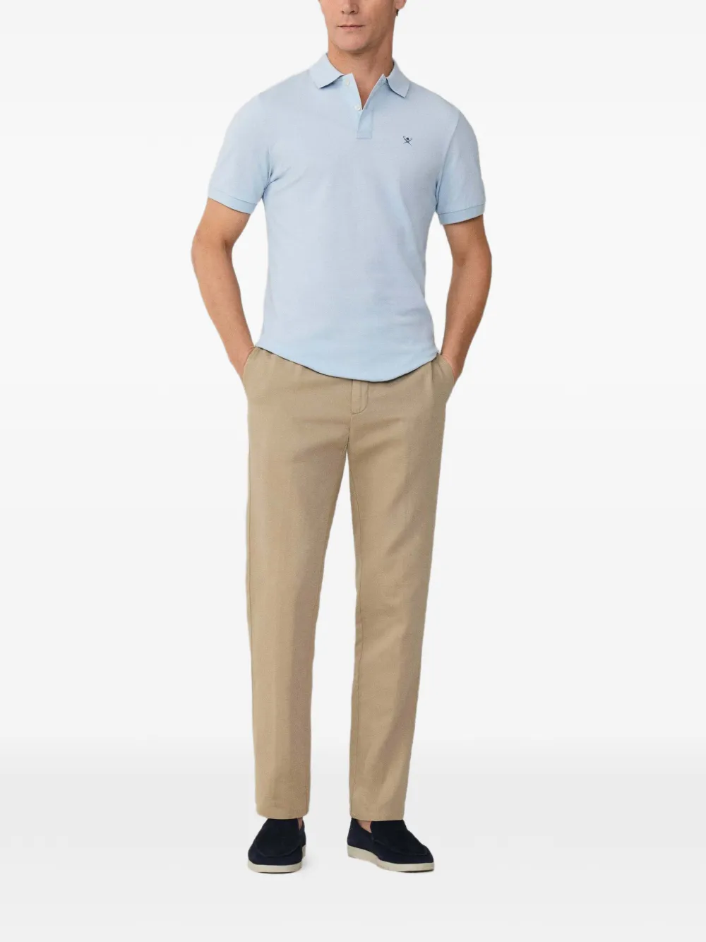 Hackett London Katoenen piqué poloshirt met geborduurd logo Blauw