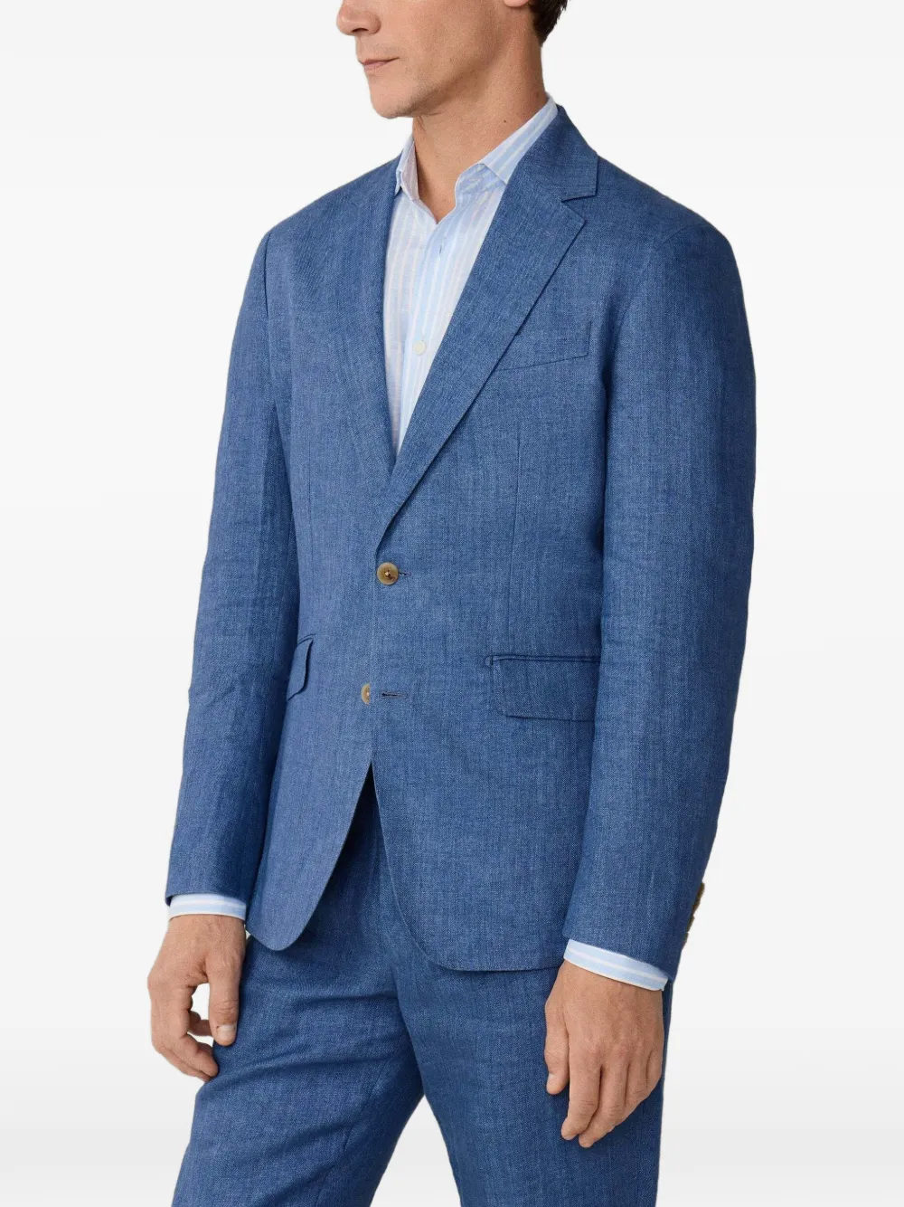 Hackett London Delavé blazer met enkele rij knopen Blauw