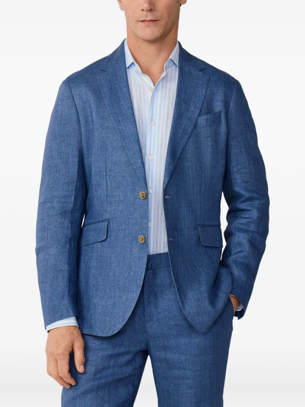 Hackett London Delavé blazer met enkele rij knopen Blauw