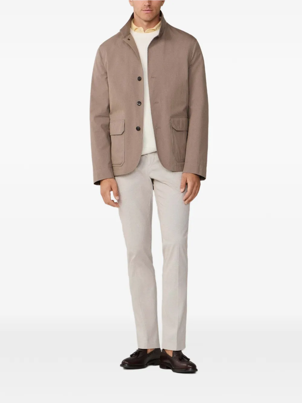 Hackett Long-sleeve Buttoned Blazer In Brown