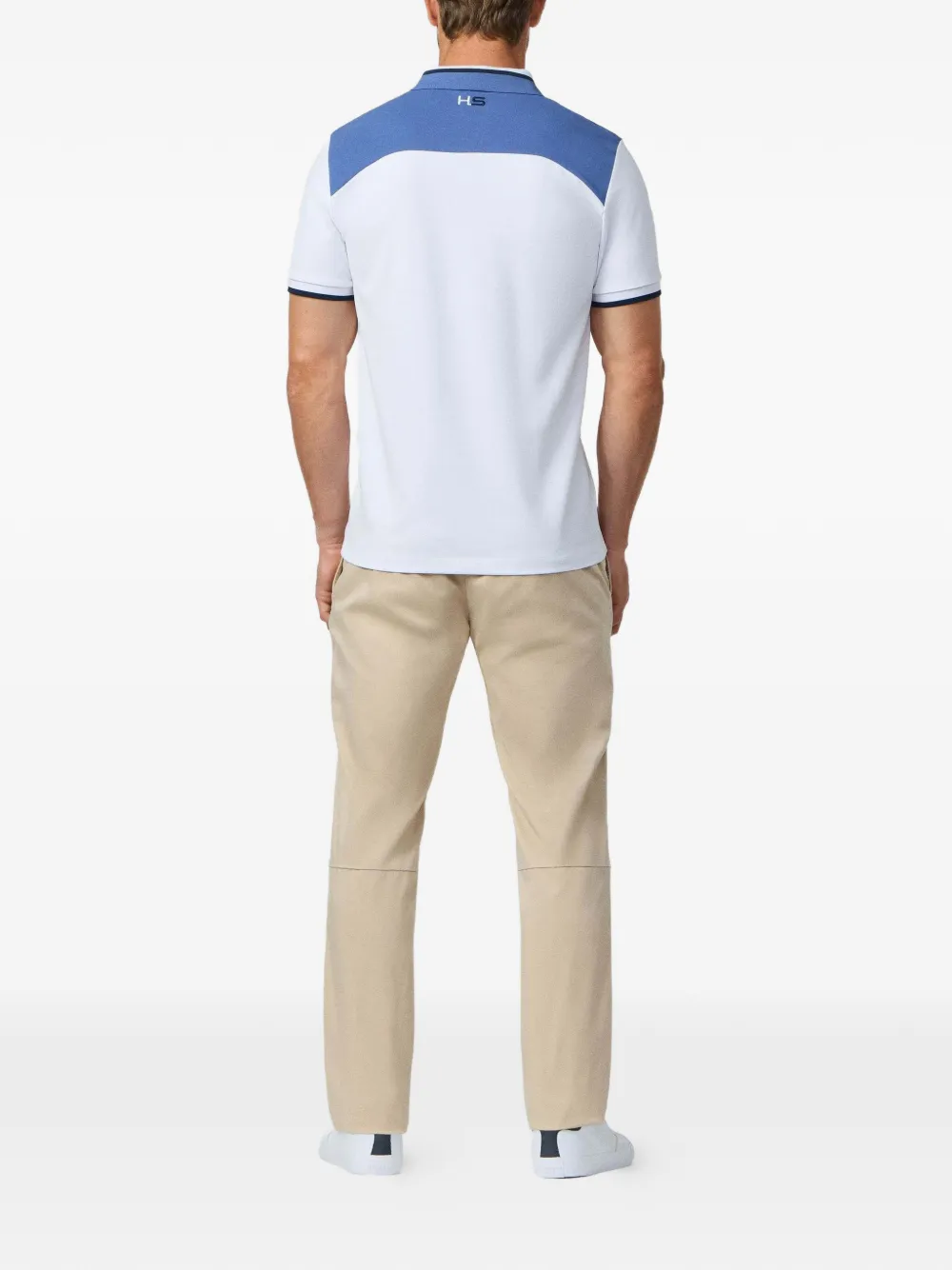 Hackett London Poloshirt met geborduurd logo en colourblocking Wit