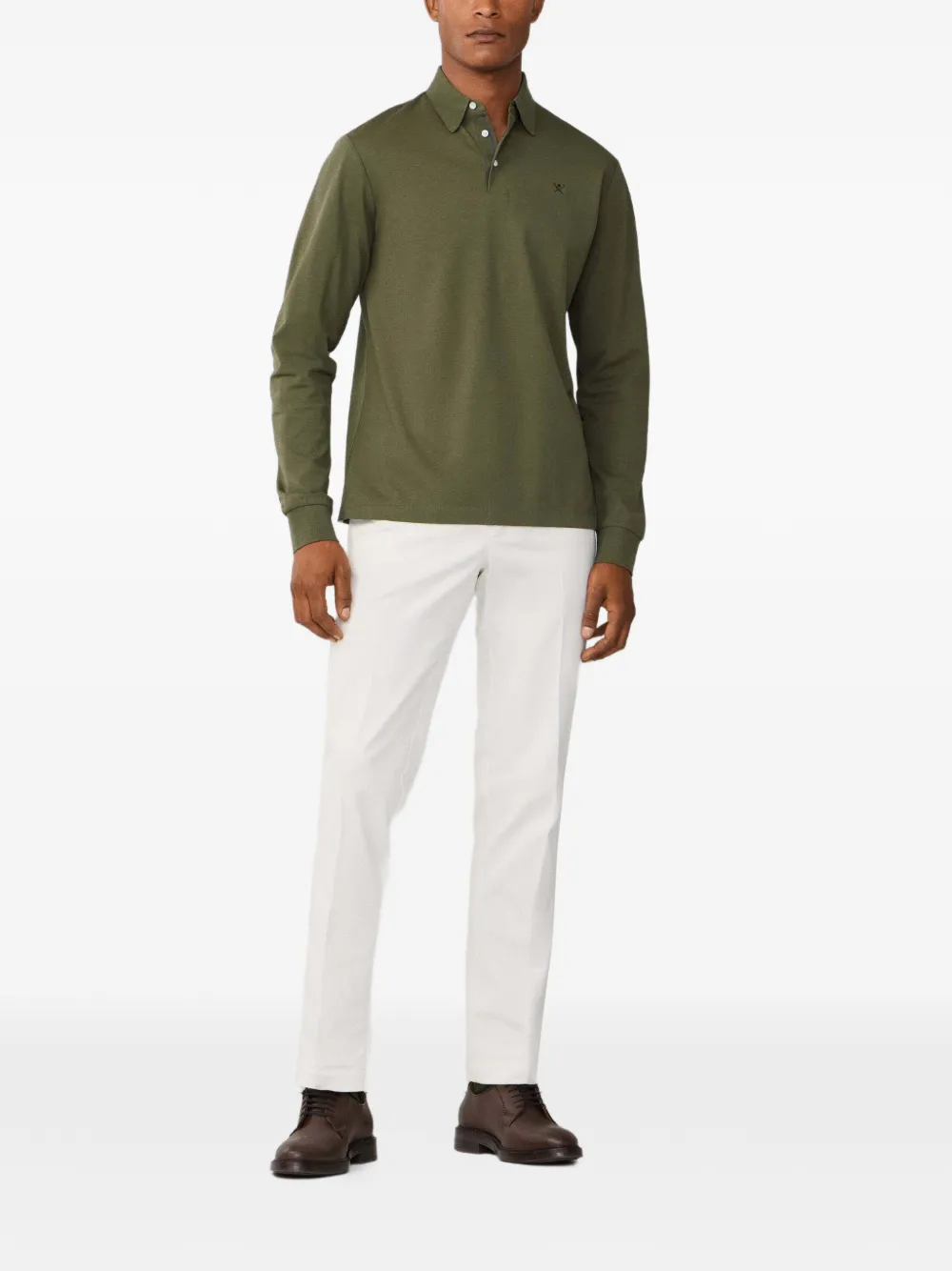 Hackett London Poloshirt met borduurwerk en lange mouwen Groen