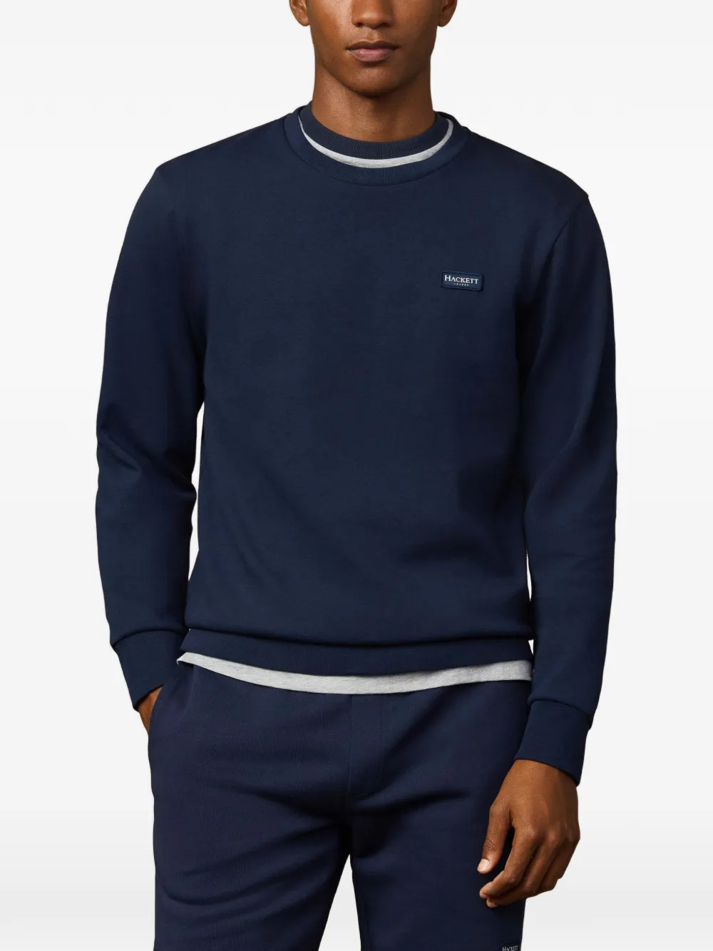 Hackett London Sweater met logopatch Blauw