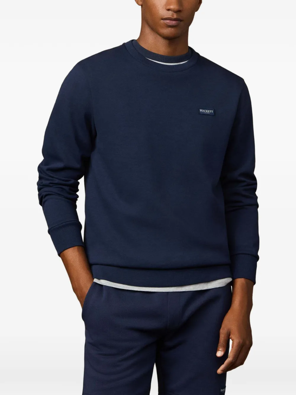 Hackett London Sweater met logopatch Blauw