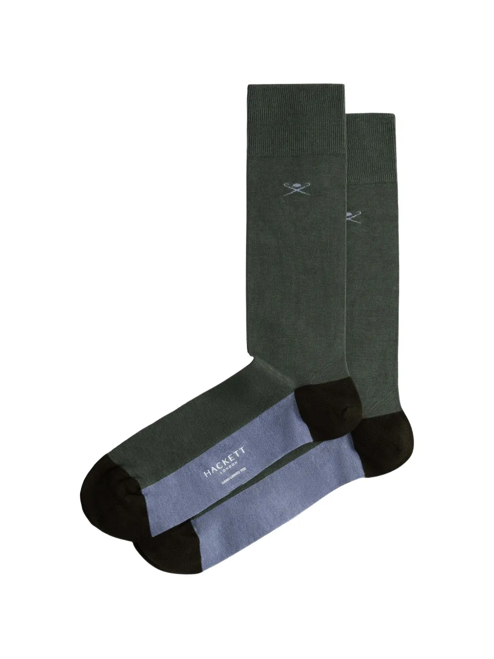 Hackett Colour-block Jacquard-logo Socks In Green