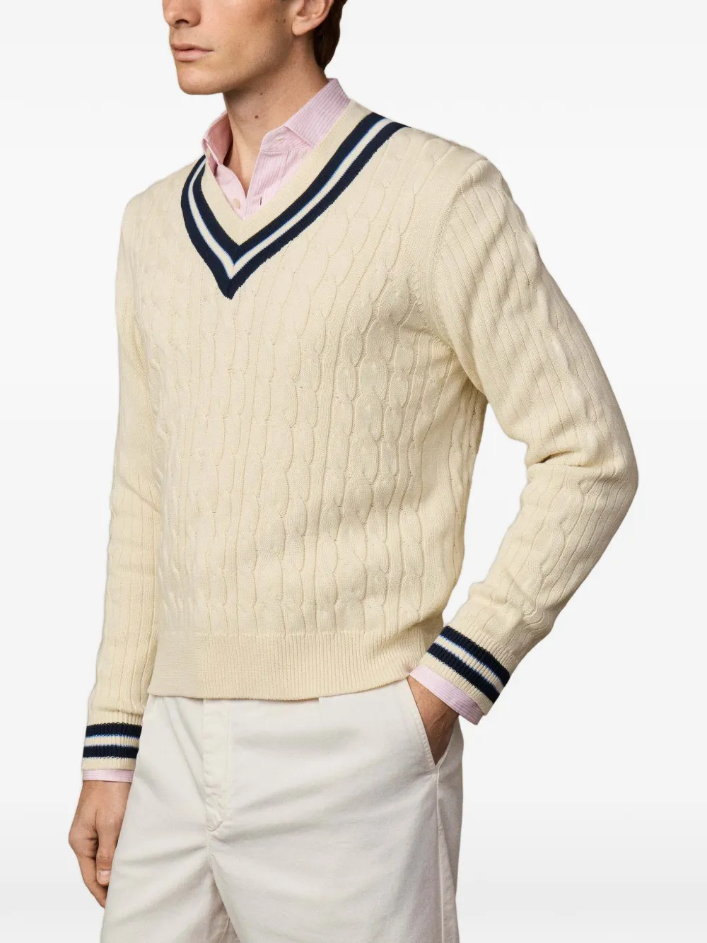 Hackett London Kabelgebreide trui Beige