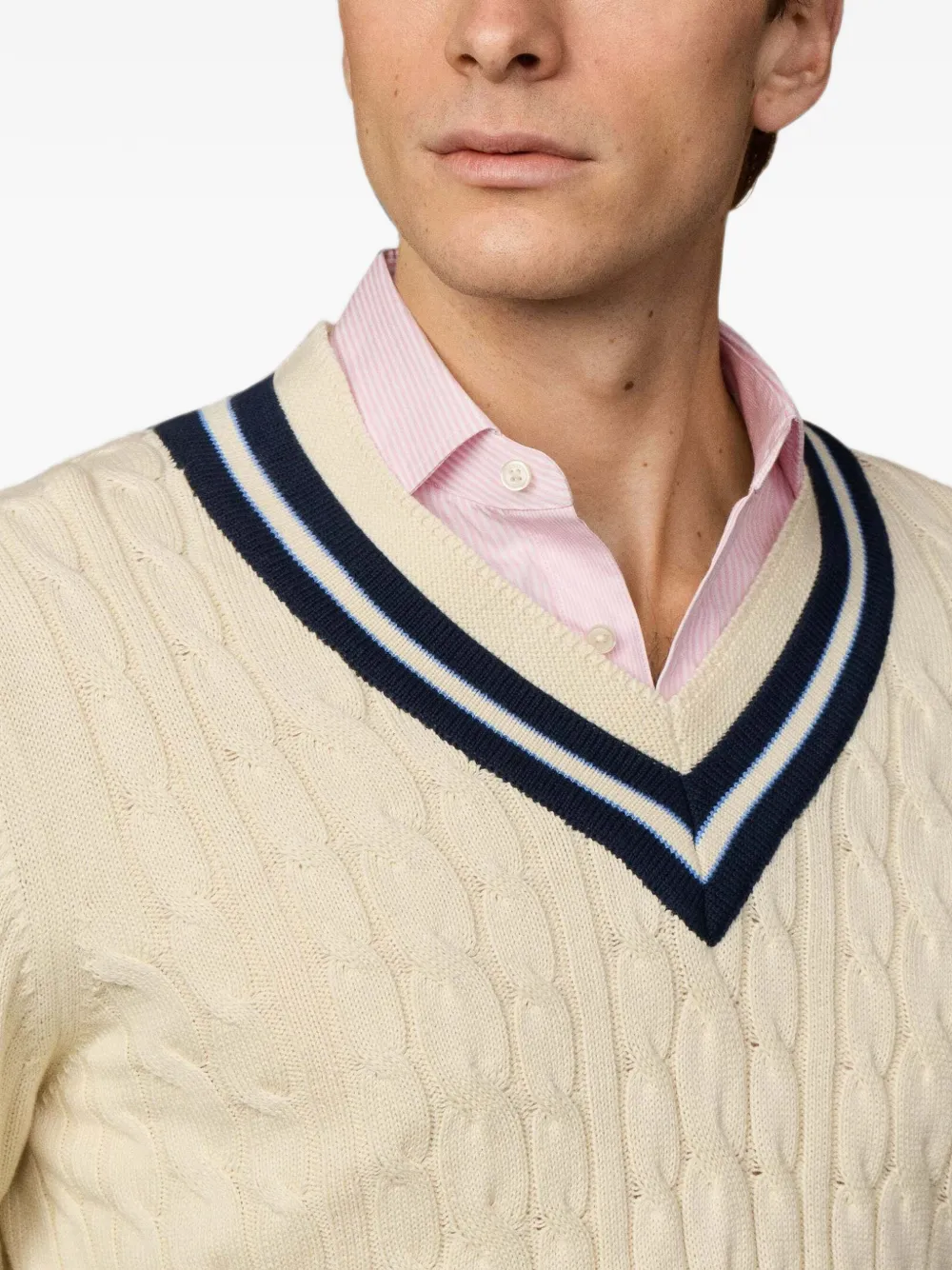 Hackett London Kabelgebreide trui Beige