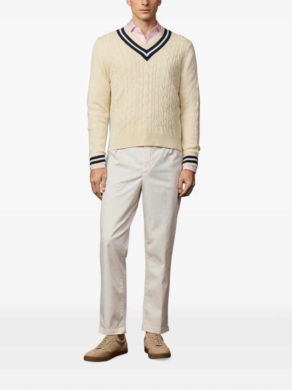Hackett London Kabelgebreide trui Beige