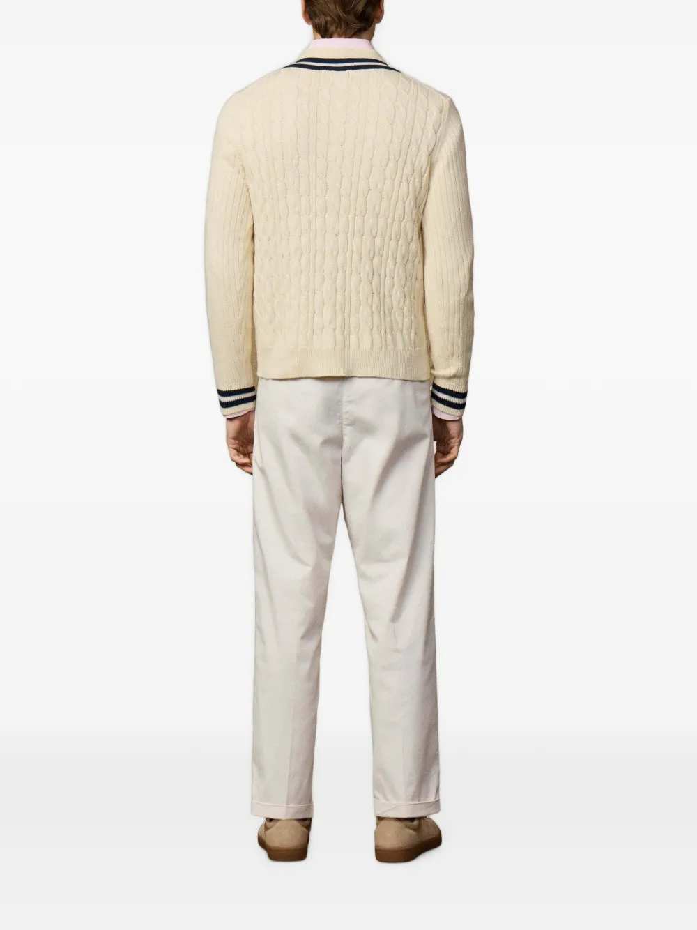 Hackett London Kabelgebreide trui Beige
