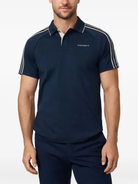 Hackett London logo-embroidered taped-sleeve polo shirt