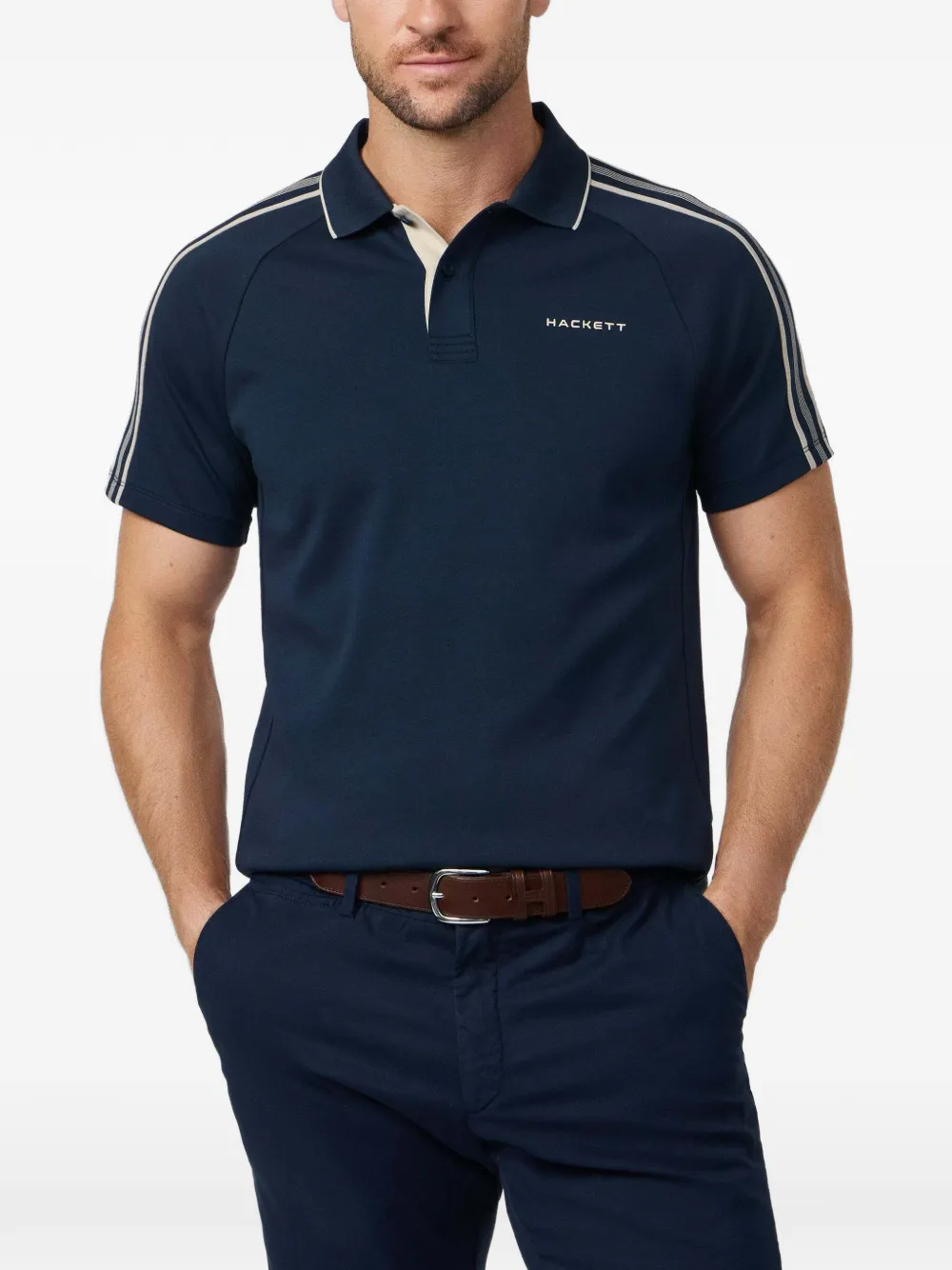 Hackett London Poloshirt met geborduurd logo Blauw